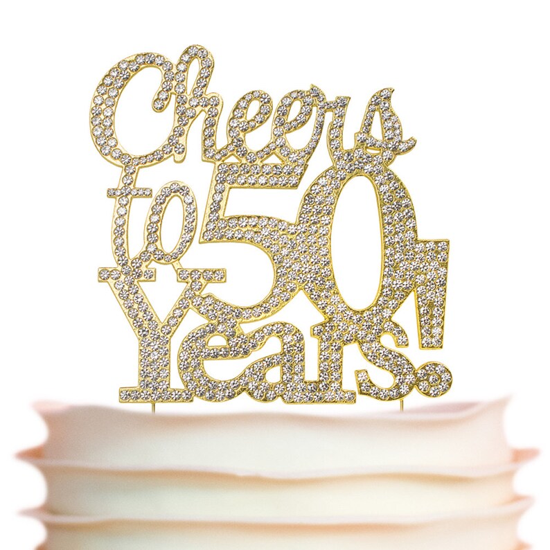 50 Cake Topper GOLD Cheers to 50 Years Cake Topper 50th - Etsy