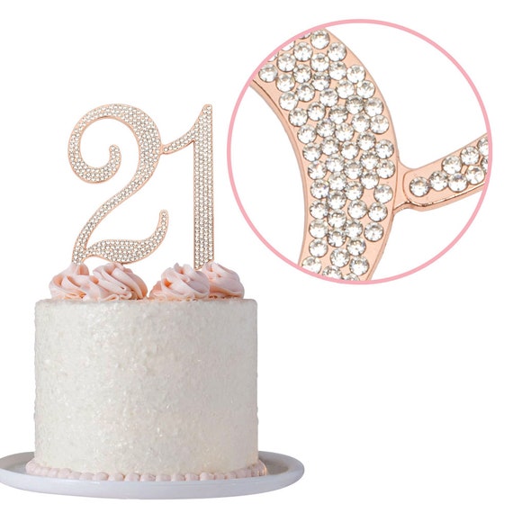 21 Birthday Cake Topper 21st Rose Gold Cake Decoration Ideas Etsy