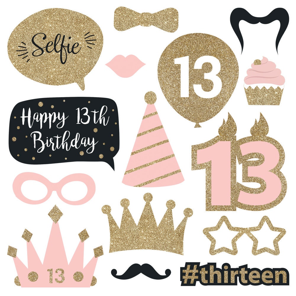 13th Photo Booth Props FULLY ASSEMBLED 13th Birthday Photo | Etsy