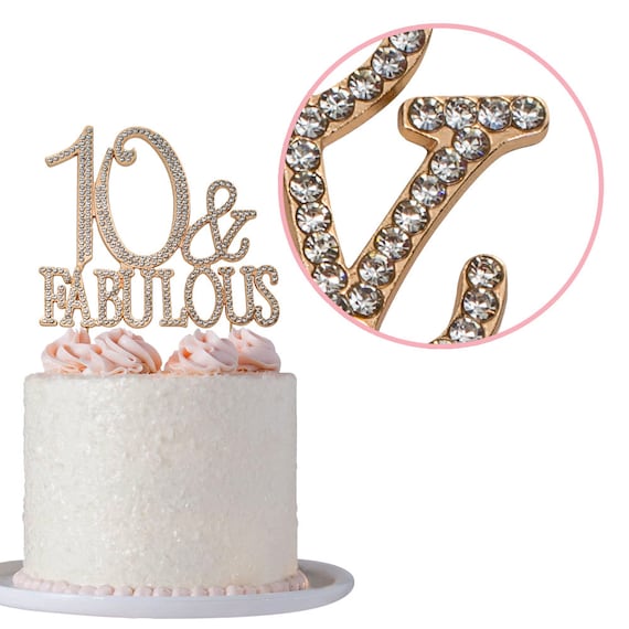 5/" Crystal Rhinestone Number Ten 10 Silver Cake Topper Top Tenth Birthday Party