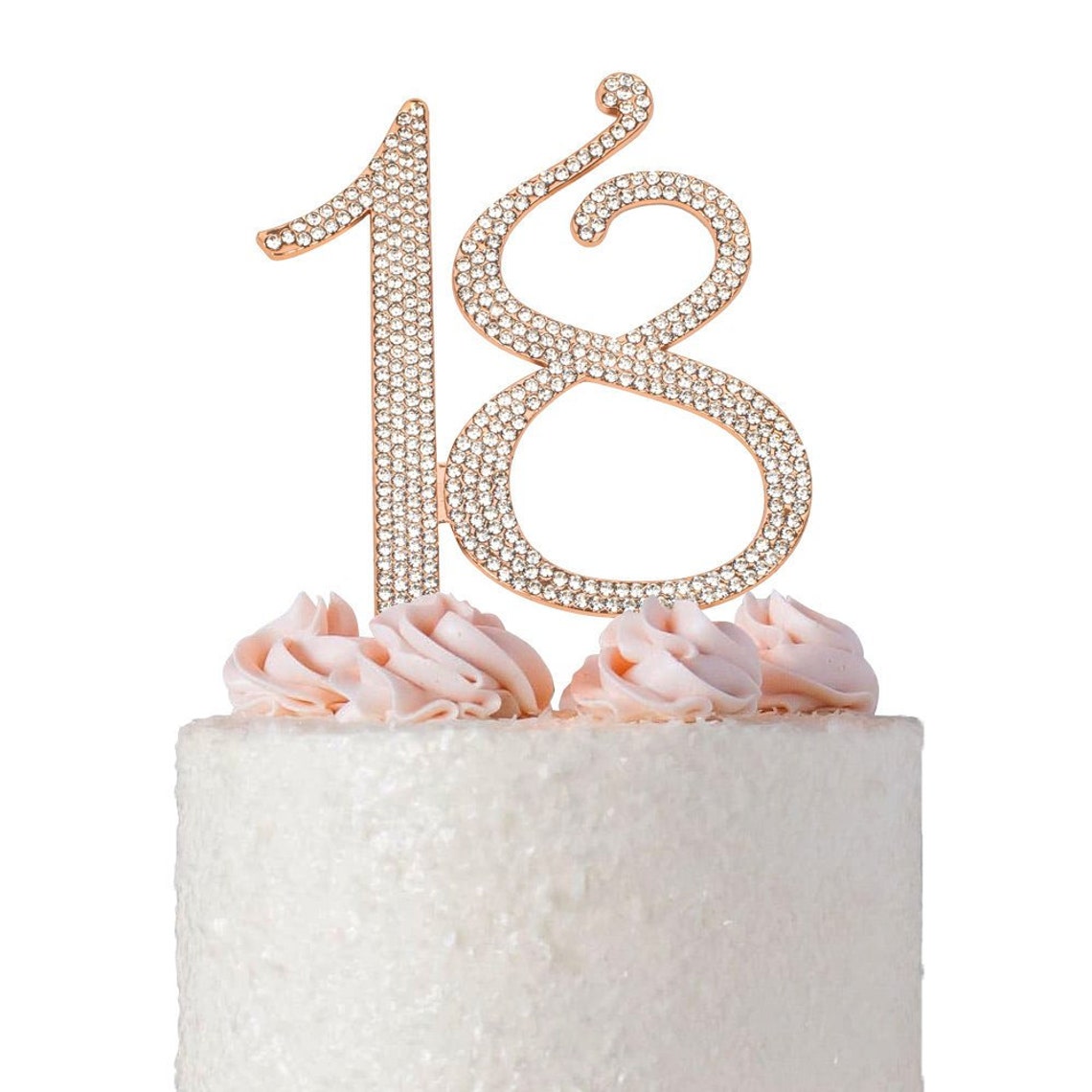 18 ROSE GOLD Birthday Cake Topper Number Eighteen Sparkly | Etsy