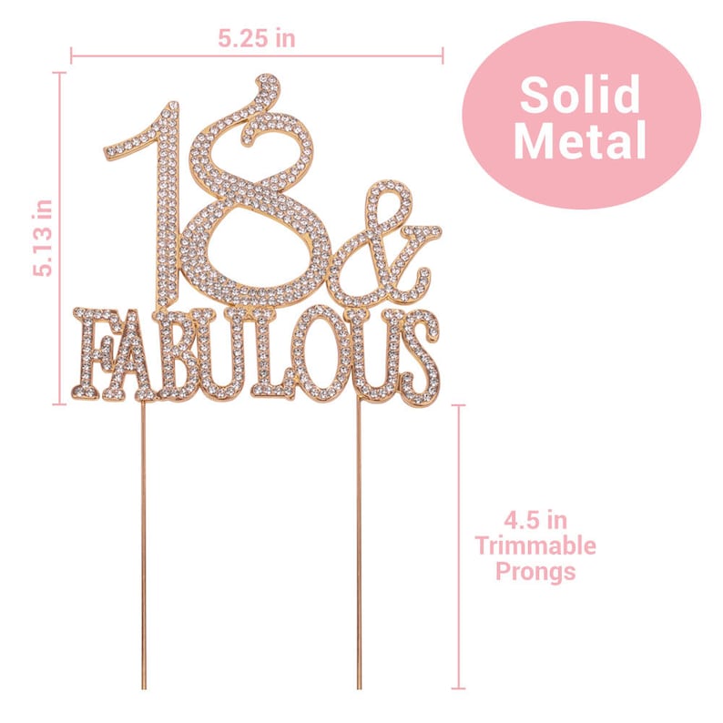18th Birthday Party Decoration Ideas 18 Birthday Cake Topper Perfect Keepsake ROSE GOLD 18 and Fabulous Sparkly Rhinestone Cake Topper