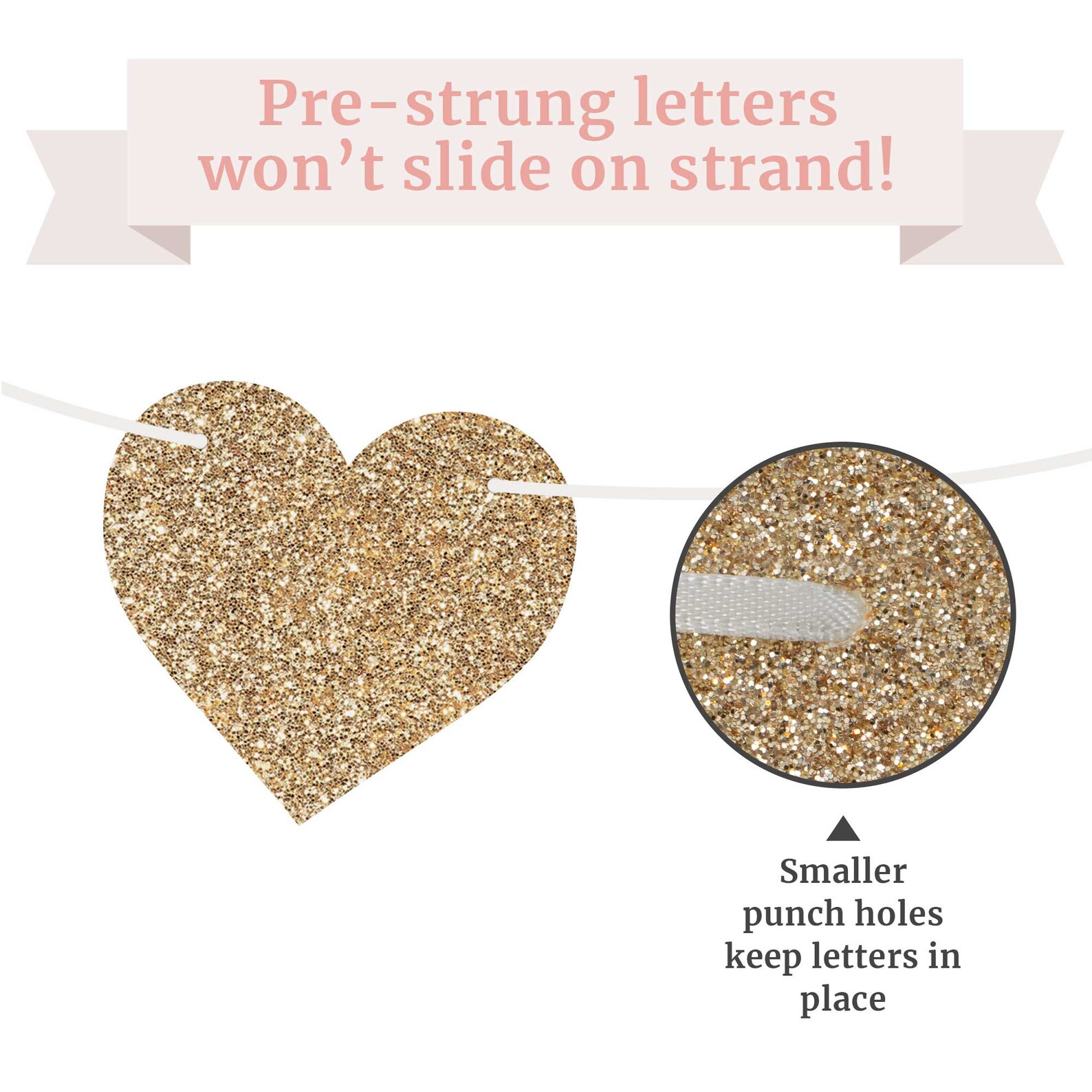 Pre-strung Thank You Banner - NO DIY - Gold Glitter Thank You Banner ...