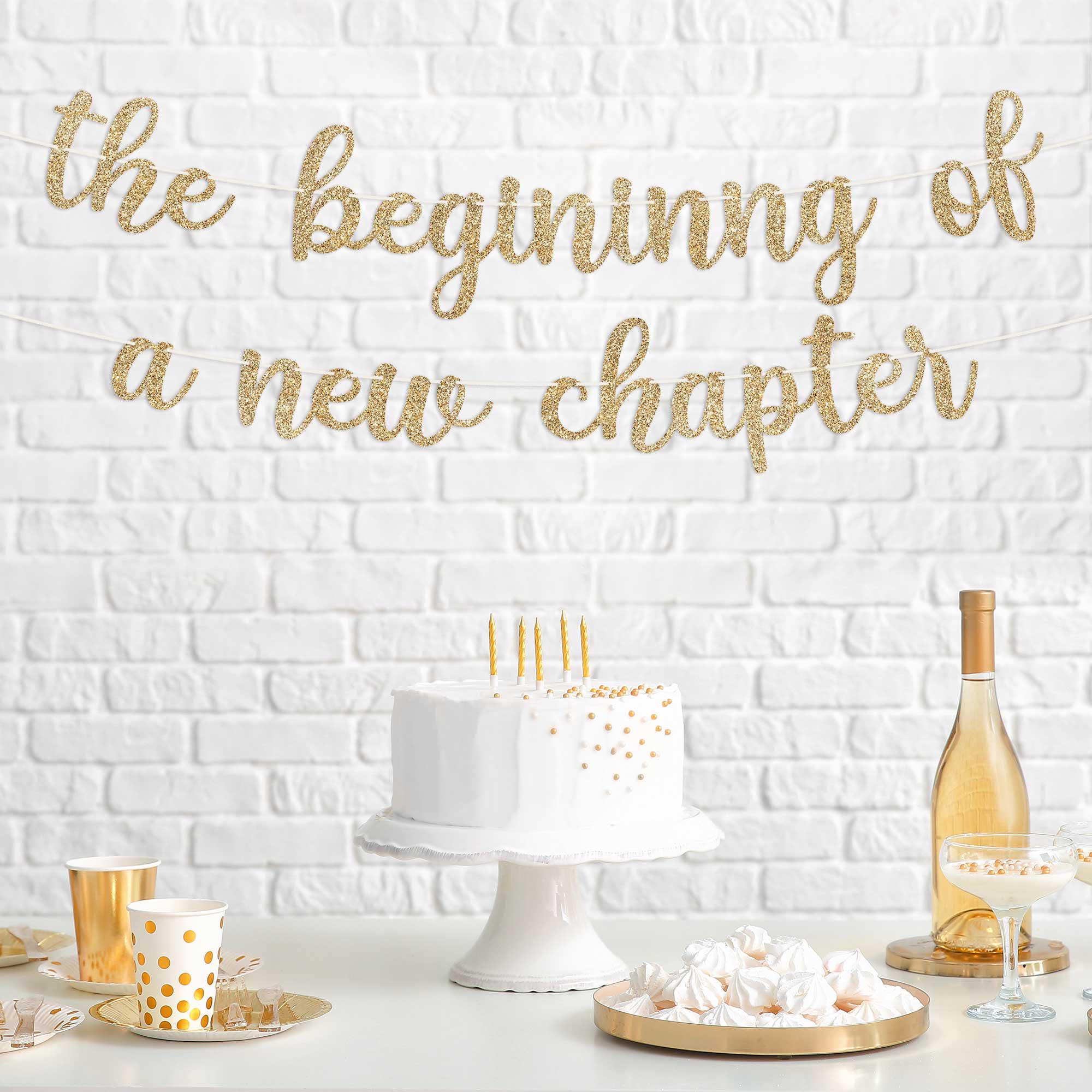Pre-strung the Beginning of A New Chapter Banner - NO DIY - Gold ...