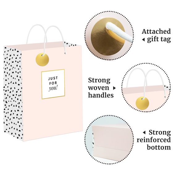 Hallmark Gold Foil Dots on Silver Large Gift Bag with Tissue Paper