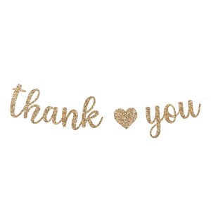 Pre-strung Thank You Banner - NO DIY - Gold Glitter Thank You Banner ...