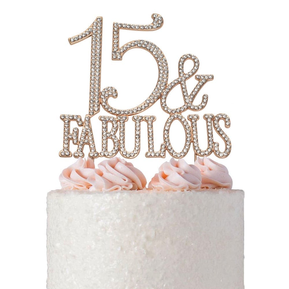 Cake topper Sto Lat - glitter, gold, 15 cm