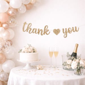Pre-strung Thank You Banner - NO DIY - Gold Glitter Thank You Banner ...
