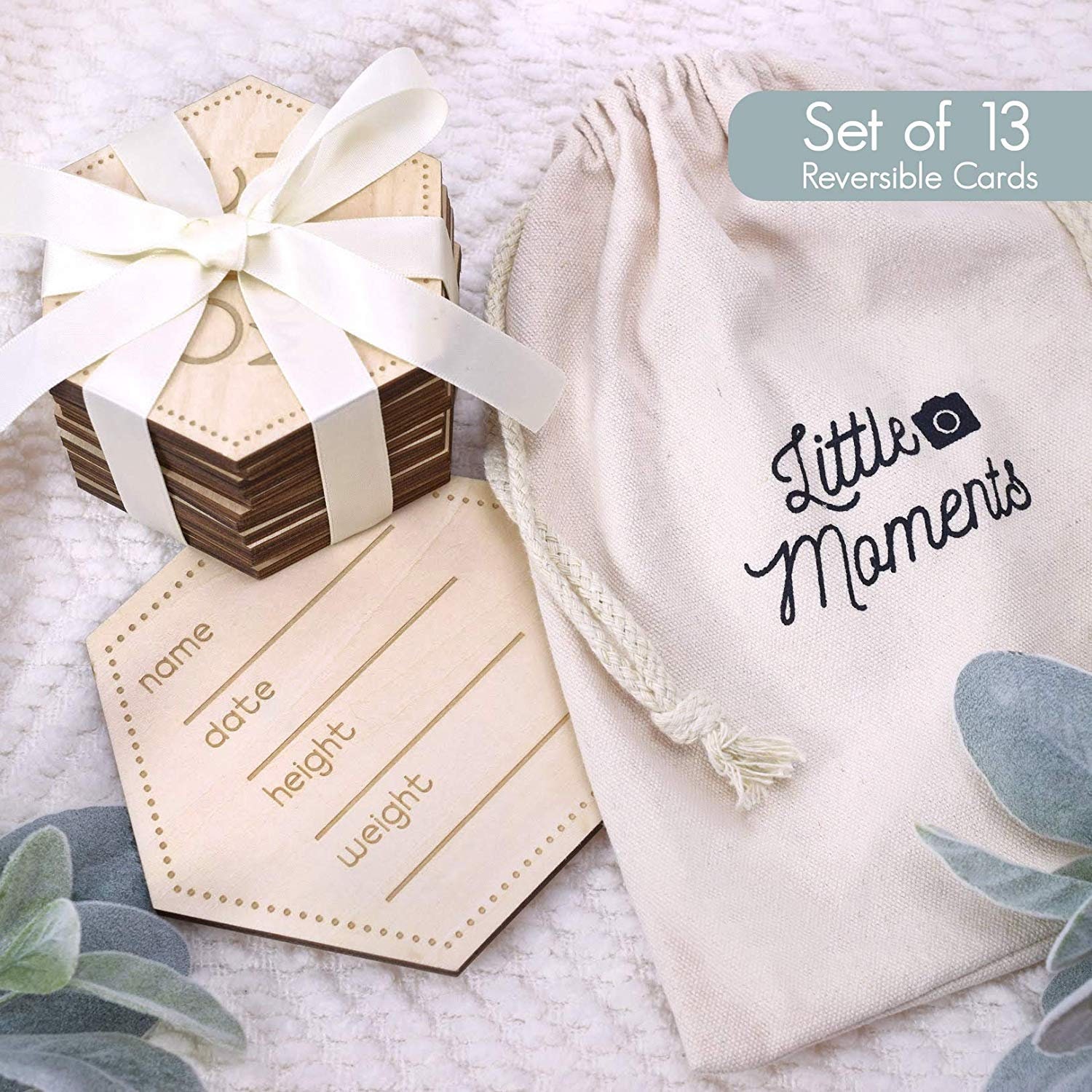 Baby Monthly Milestone Cards | SET OF 13 | Modern Hexagon Wooden Baby ...