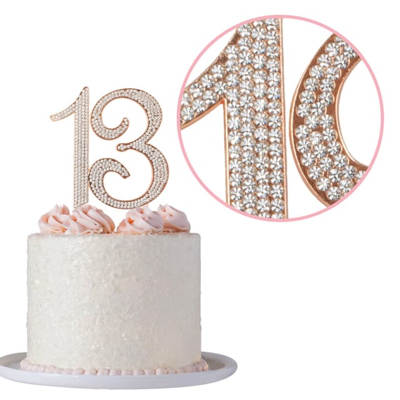 ROSE GOLD NUMERICAL CANDLE-13 CAKE TOPPER