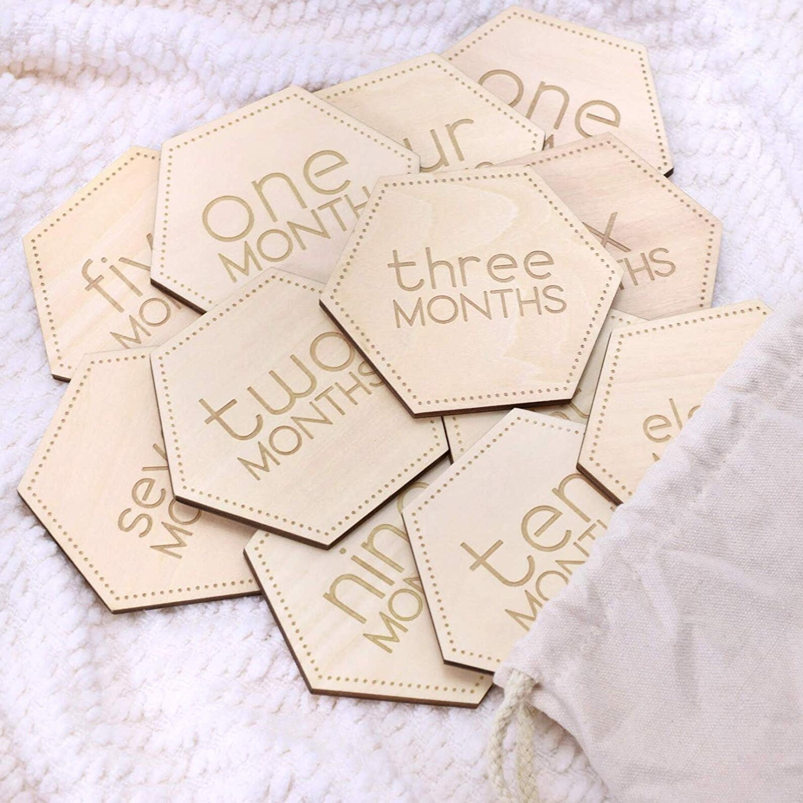 Baby Monthly Milestone Cards | SET OF 13 | Modern Hexagon Wooden Baby ...
