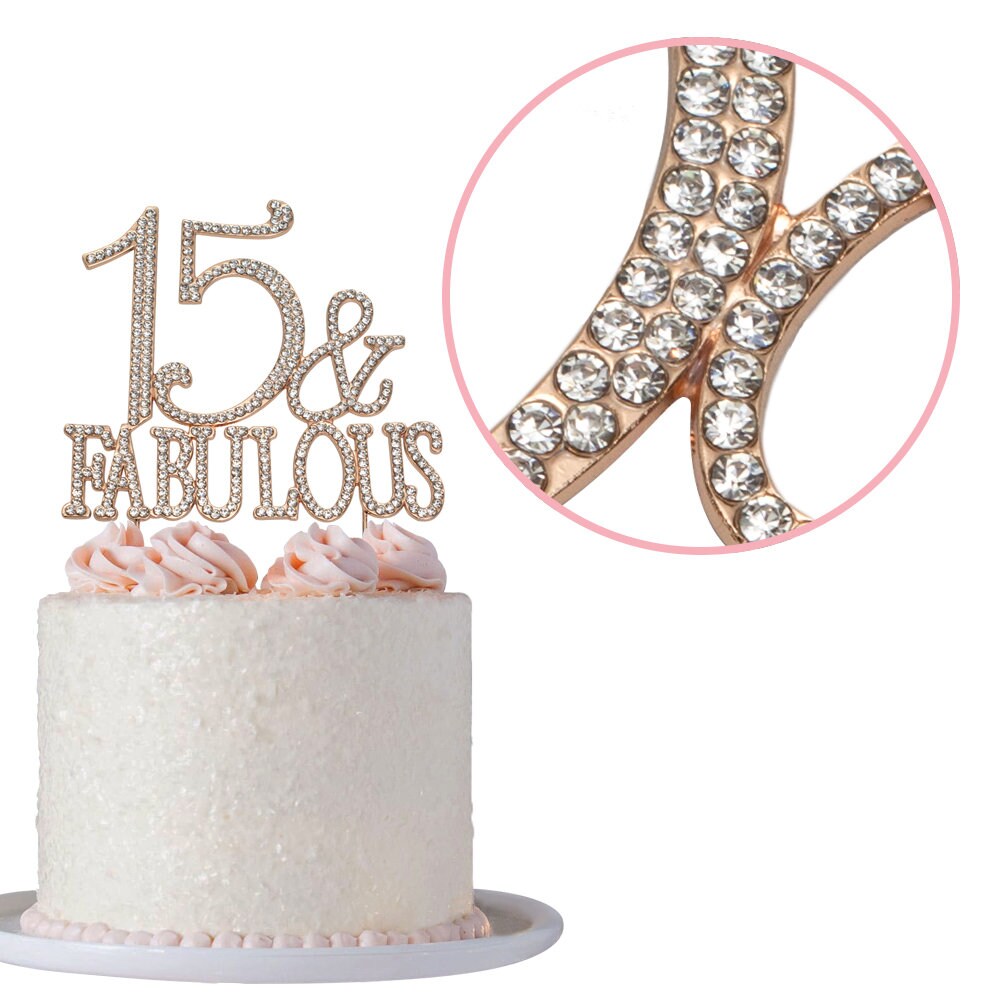 15 Birthday Cake Topper ROSE GOLD 15 and Fabulous 15th | Etsy