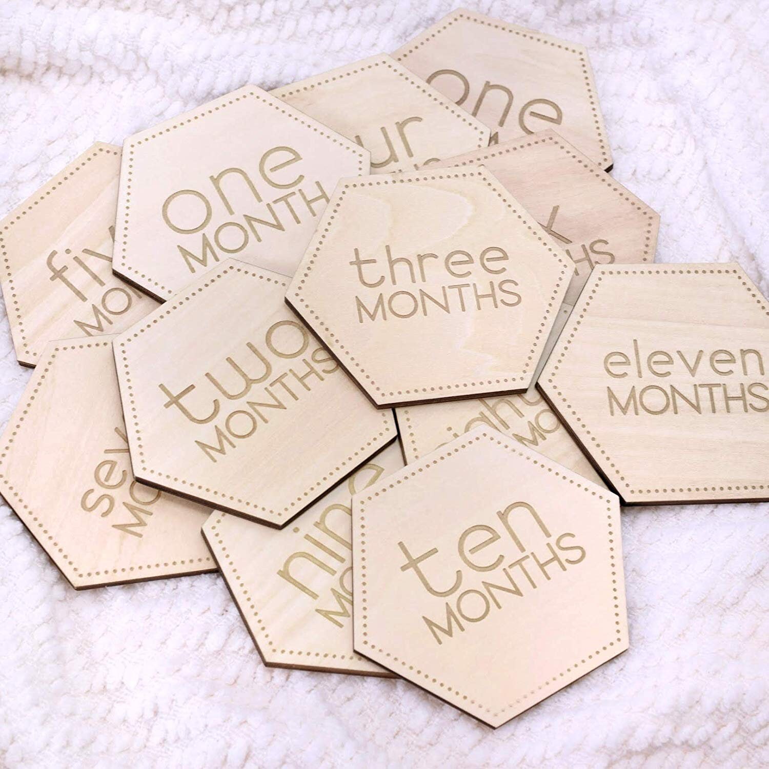 Baby Monthly Milestone Cards | SET OF 13 | Modern Hexagon Wooden Baby ...
