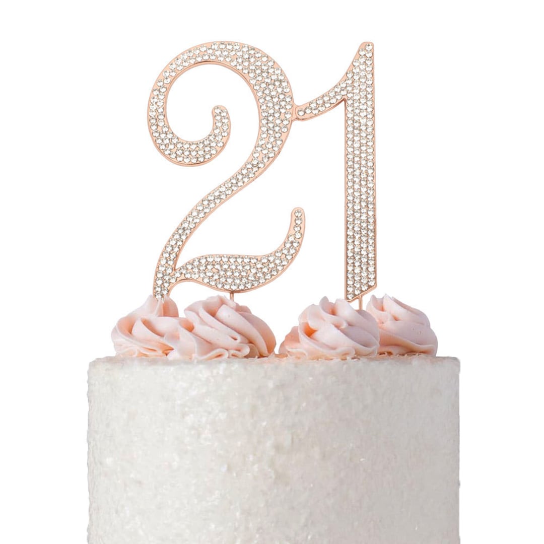 21 Birthday Cake Topper 21st ROSE GOLD Cake Decoration Ideas Number