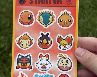 Cute Fire Poke Sticker Sheet | Kawaii, Aesthetic, Stationery, Anime, Game Stickers for Planner, Journal, Laptop, Water Bottle, Gift, Kids