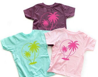 2 Palm Trees with Sun - Short Sleeve Child Shirt | Summer Shirts | Kid Vacation Tees | Vacation Shirts for Kids | Beach Shirts | Summer Time