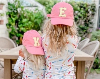 Limited Edition Varsity Initials - Pink w/ Yellow - Child Baseball Cap | Hats for Kids | Kids Baseball Cap | Kid Hats | Monogram Hat