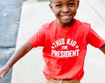This Kid For President - koszulka dziecięca | 4 lipca | Patriotyczna koszulka dziecięca | Koszulki dziecięce z okazji 4 lipca | Koszulka graficzna dla dzieci | All American Kid |