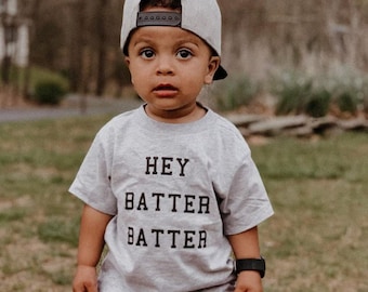 Hey Batter Batter - Short Sleeve Child Shirt | Kids Graphic Tee | Baseball Graphic Tee | Sports Graphic Tee | Kids Baseball Tee