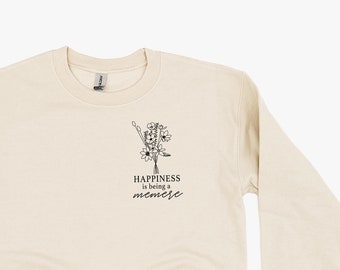 Bouquet Style – Happiness is Being a MEMERE – BASIC FLEECE Crewneck | Memere Grafik-T-Shirt | Muttertag | Geschenk für Memere | Ich liebe meine Crew |