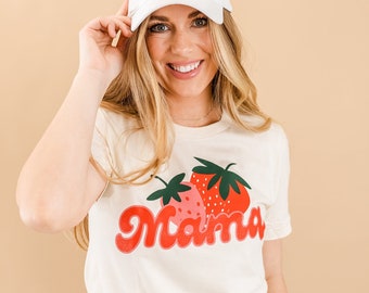 Strawberries - Mama - Unisex Tee | Mama Graphic Tee | Women's Fruit Shirt | Shirts for Moms | Mama Spring Shirts | Mother's Day Gift |