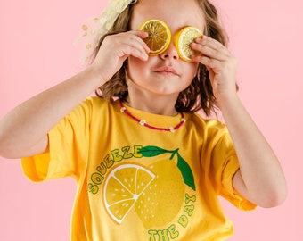 Squeeze the Day - Short Sleeve Child Shirt | Kids Summer Shirt | Girls Graphic Tee | Kids Shirts | Fruit Graphic Tee | Kids Spring Shirt