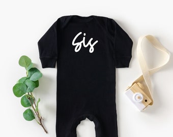Sis - Cursive - Baby Sleeper | Baby Girl Outfit | Baby Announcement | Baby Shower Gift | Love My Mama | Sister Shirt | Sibling Shirts |