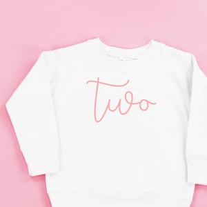 Birthday Number TWO© CURSIVE Font | SWEATER for Girls | Girl Sweatshirt | Toddler Sweater |Birthday Graphic Sweater |Toddler Sweatshirt |
