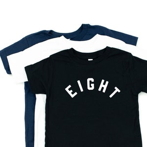 Geburtstagszahl ACHT - BLOCK FONT© | Kleinkind Shirt | Geburtstagsshirt | Shirt für Kleine Mädchen | Junge Shirt | Baby Geburtstagsshirt| Party Shirt
