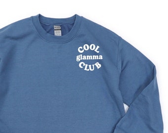 COOL Glamma CLUB - Design avec poche - Pull ras du cou en polaire de BASE | T-shirt graphique Glamma | Cadeau Fête des Mères | Cadeau pour Glamma | J'aime mon équipe |