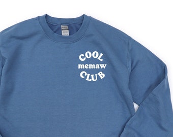 COOL Memaw CLUB - Pocket Design - Pull ras du cou en polaire de BASE | T-shirt graphique Memaw | Cadeau Fête des Mères | Cadeau pour Memaw | J'aime mon équipe |