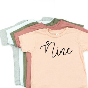 Cumpleaños Número NUEVE© CURSIVE FONT /Toddler Girl Shirt / Birthday Girl Shirt / Shirt for Little Girl / Little Girl Shirts / Baby Girl Shirt