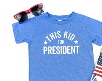 This Kid For President - koszulka dziecięca | Strój na 4 lipca | Koszulka patriotyczna dla dzieci | Koszulki na 4 lipca | Koszulka graficzna dla dzieci | All American Kid |