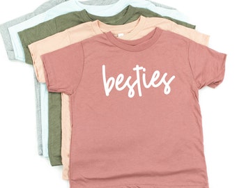 Besties - Short Sleeve Child Shirt | Best Friend Outfits | BFF Shirts | Sibling Shirts | Love My Sis | Kids Graphic Tee | Little Girl Shirts