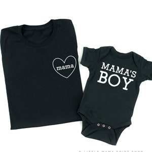 Mama - Mama&#39;s Boy |  Set of 2 BLACK Shirts Mom and Son Matching Shirts |  Mama and Mama&#39;s Boy |  Mom and Son Shirts |  Mom of Boys