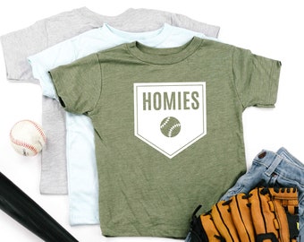 HOMIES - Short Sleeve Child Shirt | Baseball Graphic Tee | Softball Shirt | Shirts for Baseball | Kids Baseball Tee | Kids Sports | Ballpark