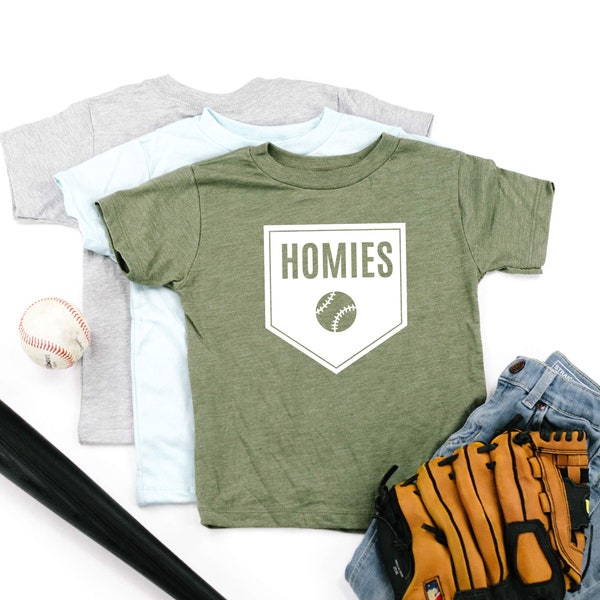 HOMIES - Short Sleeve Child Shirt | Baseball Graphic Tee | Softball Shirt | Shirts for Baseball | Kids Baseball Tee | Kids Sports | Ballpark