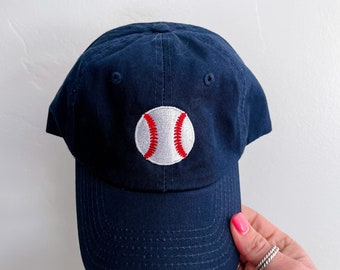 CHILD SIZE Baseball Cap - Navy w/ Solid Baseball | Hats for Kids | Kids Baseball Cap | Hats for Boys | Hats for Girls | Kids Baseball Hat