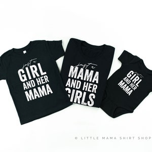 Sólo una mamá y sus niñas © NEGRO Conjunto de 3 camisas / Trajes de mamá y yo / Mamá de niñas / Camisas de mamá e hija / Regalo del Día de la Madre /