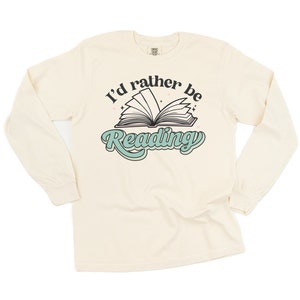 Wolałabym czytać - Koszulka z długim rękawem Comfort Colors | Rather Be Reading | Prezent dla mamy | Klub książki | Jeszcze jeden rozdział | Prezent na Dzień Matki