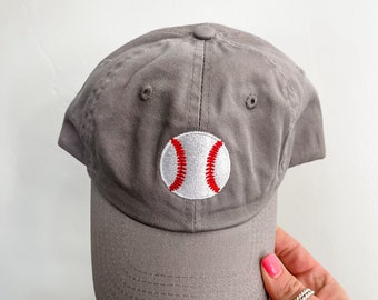 CHILD SIZE Baseball Cap - Gray w/ Solid Baseball | Hats for Kids | Kids Baseball Cap | Hats for Boys | Hats for Girls | Kids Baseball Hat