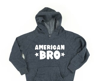 American Bro - Child Hoodie | Kids Patriotic Shirt | Party in the USA | 4th of July Graphic Tee | Independence Day | All American Kid