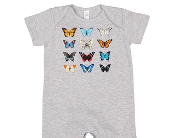 3x4 Butterfly Chart - Short Sleeve / Shorts - One Piece Baby Romper | Baby Summer Outfit | Kids Graphic Tee | Baby Spring Romper | Baby Gift