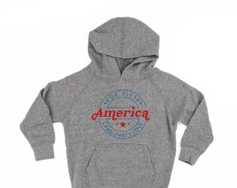 Vintage God Bless America - Child Hoodie | Kids Patriotic Shirt | Party in the USA | All American Kid | 4th of July Tee | Independence Day