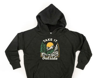 Take It Outside - BLACK Child Hoodie | Kids Hoodie | Kids Camping Sweatshirt | Kids Graphic Tee | Kids Outdoor Adventure | Mountain Life