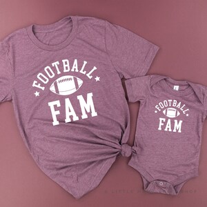Football Fam - Set of 2 Shirts - PLUM w/ WHITE | Matching Football Tees | Family Football Tees | Mommy and Me Tees | Fall Graphic Tee