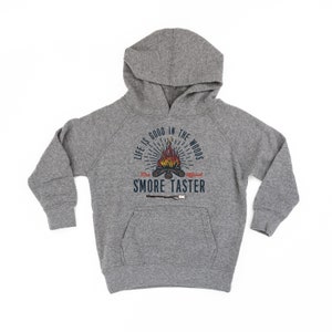 S&#39;Mores Taster - Child HOODIE | Girls Hoodie | Kids Camping Hoodie | Kids Camping Graphic Tee | Campfire Crew | Kids Graphic Tee | Mountains