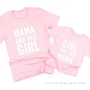 Just a Mama and Her Girl © - Set of 2 Shirts - Ballerina Pink w/ White | Mommy and Me Outfits | Mom of Girls | Mom and Daughter Shirts |