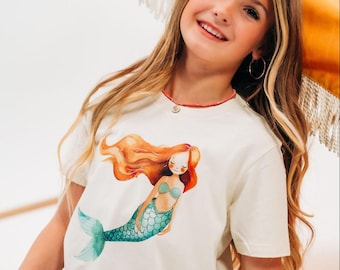Watercolor Mermaid - Child Tee | Kids Spring Outfit | Spring Graphic Tee | Vacay Vibes | Kids Graphic Tee | Mermaid Shirt | Beach Babe