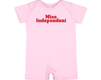 Miss Independent - Short Sleeve / Shorts - One Piece Baby Romper | Infant Outfit | Patriotic Baby Outfit | Let Freedom Ring | USA Proud